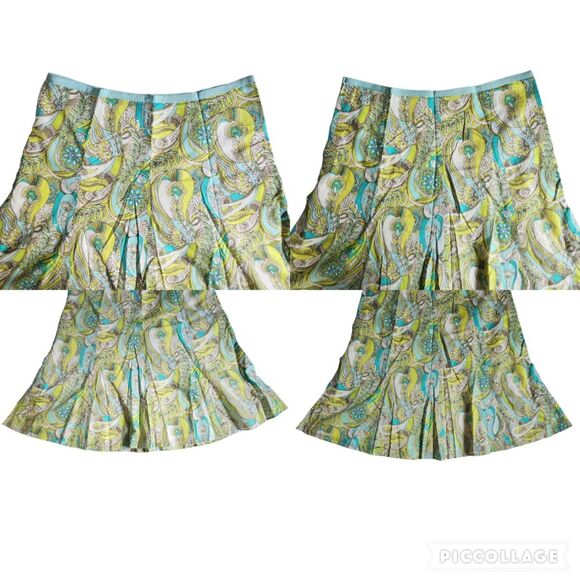 GAP Blue Green Paisley A line Boho Midi Skirt 10 REG - Picture 3 of 9